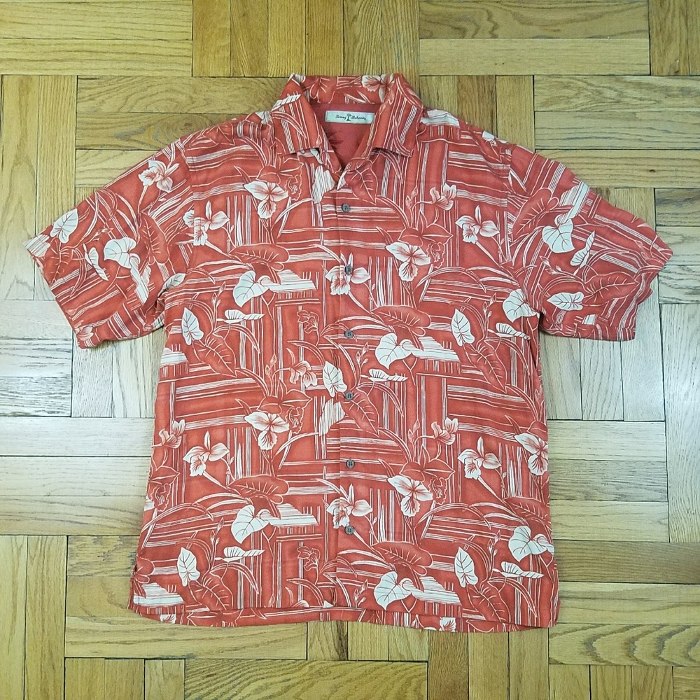 Tommy Bahama Hawaiian Camp Shirt 100% Silk Size L